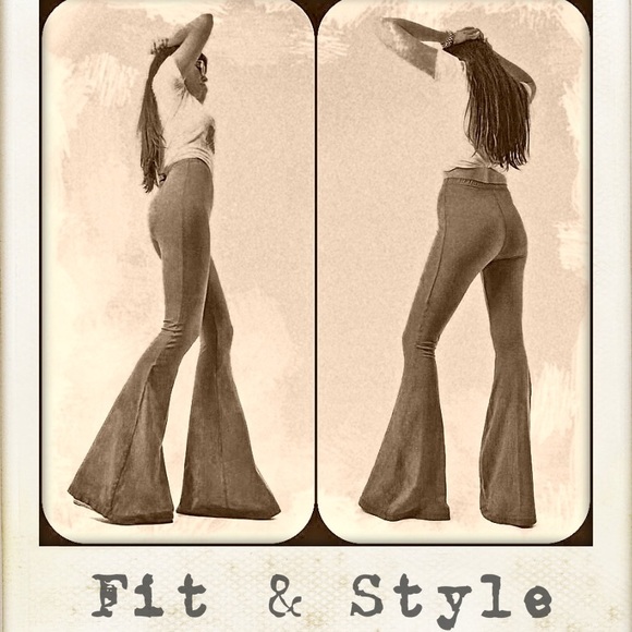 SHORT LENGTH High Waisted Black Bell Bottom Pants Boho Hippie Yoga Flare Pants - Picture 6 of 8